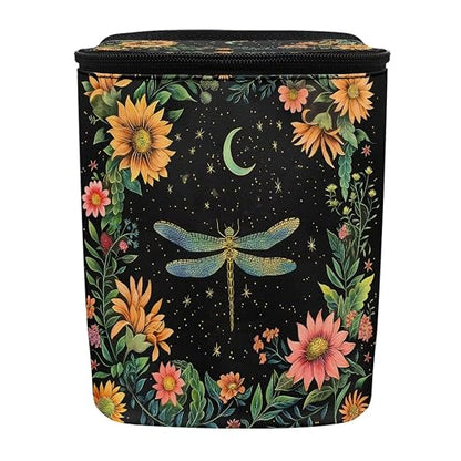 BIGCARJOB Dragonfly Car Trash Can Bin, Leak Proof Moon Floral Dragonfly Car Trash Bag, Hanging, Vehicle Trash Can for SUV Truck Van