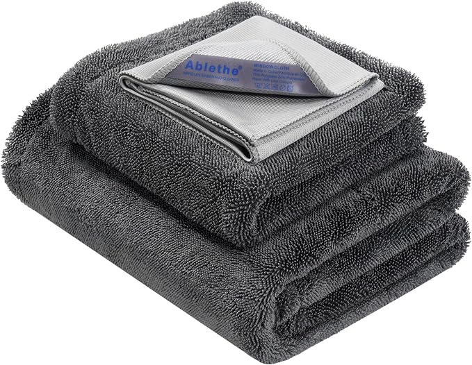 Car Drying Towels Extra Large Super Absorbent 1300gsm with Plush Edgeless, Microfiber Drying Towels for Cars, Trucks, SUVs, 25in x 36in (Grey)