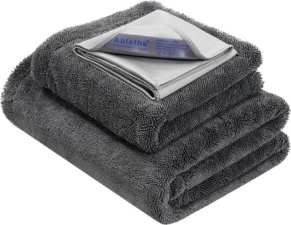Car Drying Towels Extra Large Super Absorbent 1300gsm with Plush Edgeless, Microfiber Drying Towels for Cars, Trucks, SUVs, 25in x 36in (Grey)