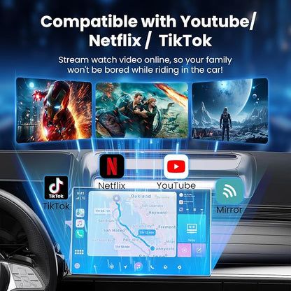 CarPlay AI Box 2026 Upgraded—Wireless CarPlay & Android Auto Adapter, Magic Video Box Support YouTube,TF Card,Wired-to-Wireless Conversion, Plug and Play carplay adapter for IOS10+/Android 11+
