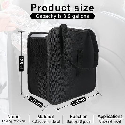Amiss Foldable Car Trash Can, Collapsible Garbage Bin for Automotive, Hanging Waterproof Leakproof Storage Bag, 3.9 Gallon