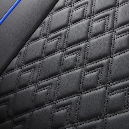 JOJOBAY Chevy Silverado Seat Covers,Leather Seat Covers for GMC Sierra,Custom Fit 2007-2026 1500 2500HD 3500HD Crew Double Extended Regular Cab,LT LZT RST Trail Boss(Front Pair,Black Blue)