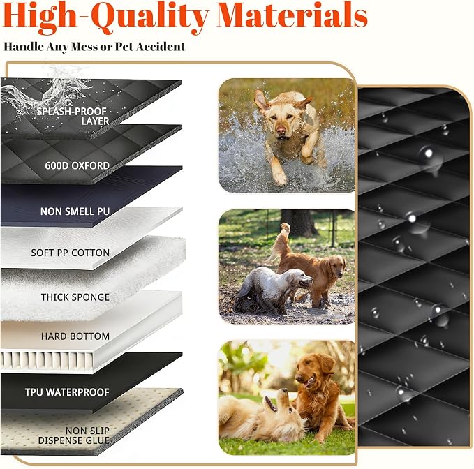 Back Seat Extender for Dogs - Anti-Scratch & Waterproof Backseat Protector, 600D Upgraded Material Pet Hammock with Mesh Window, Easy to Clean Dog Bed for Car, SUV, Truck,Orange