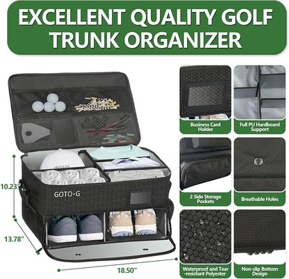 3 Layer Golf Trunk Organizer - Large Capacity Golf Trunk Organizer for 2 Pair Size 13 Shoes, Gifts for Men for Accessories, Balls, Tees, Clothes, Gloves