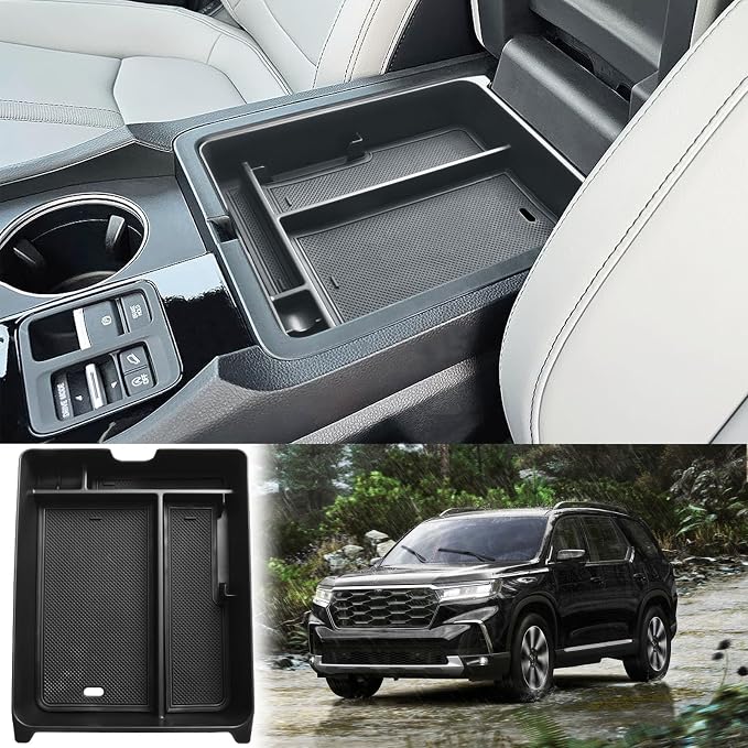 EDBETOS Center Console Organizer Compatible with 2023-2026 Honda Pilot, 2024 2025 2026 Ridgeline/Passport Insert Tray Secondary Storage Armrest Box ABS Plastic Material, Black