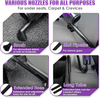 17PCS Car Cleaning Kit, Purple Car Interior Detailing Kit with High Power Handheld Vacuum, Detailing Brush Set, Windshield Cleaner, Cleaning Gel, Complete Auto Accessories for Women Gift
