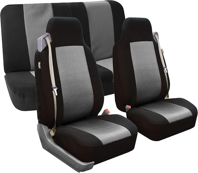 FH Group All Purpose Flat Cloth Car Seat Covers - Universal Fit, Full Set Seat Covers, Washable, Fit Most Car, Truck, SUV, Van - Black