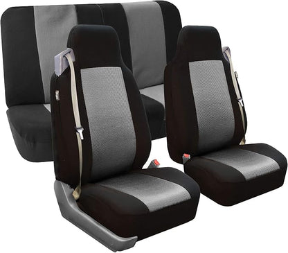 FH Group All Purpose Flat Cloth Car Seat Covers - Universal Fit, Full Set Seat Covers, Washable, Fit Most Car, Truck, SUV, Van - Black