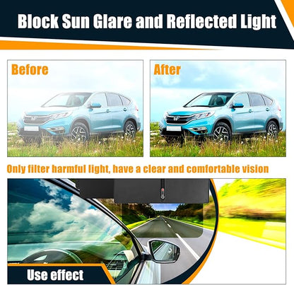 Veharvim 2 Pack Sun Visor Extender for Car with Zipper Slider (Driver + Passenger Side), Upgraded UV400 Car Sun Visor Extension with PC Lens and Side Sunshade, Anti-Glare, UV-Filtering