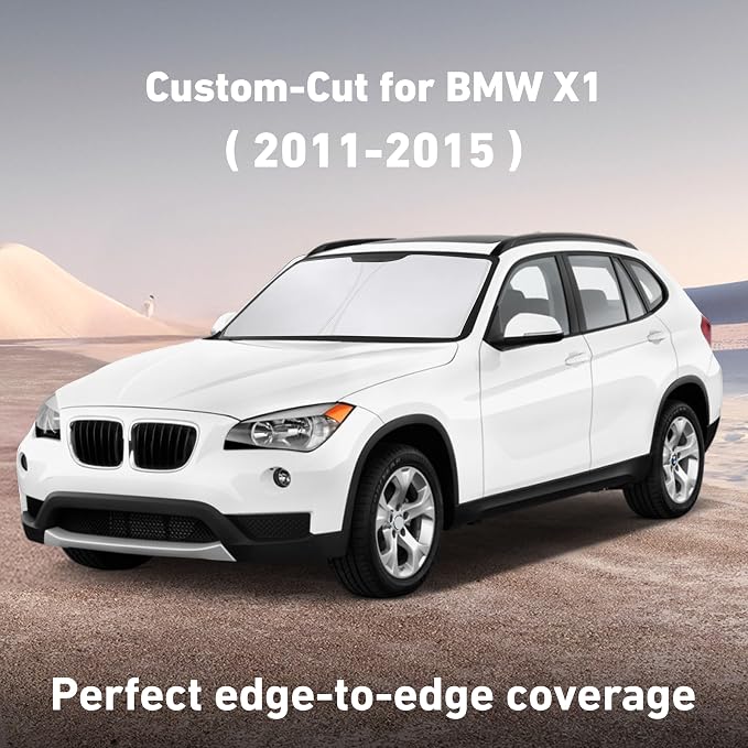 EcoNour Windshield Sunshade Compatible for BMW X1 2011-2013 2014 2015, Sun Visor for Front Windshield & Window Sun Shade Cover, UV Heat Blocker & Protector, Car Accessories