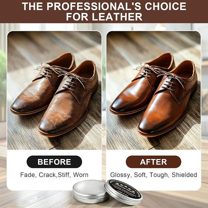 STARTSO WORLD 200Ml Leather Recoloring Balm with 100ML Leather Conditioner, Medium Brown Leather Repair Kit for Furniture, Leather Dye, Leather Scratch Repair, Leather Couch Paint