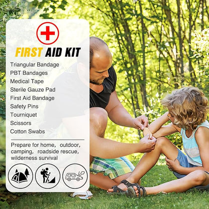 Nilight Car Emergency Kit with Jumper Cable, First Aid Kit Safety Assistance Tools for Travel Camping Outdoor Cars Truck SUV RV, Roadside Essentials with Flash Light