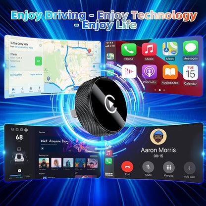LENVA Wireless CarPlay Adapter, 2025 Upgrade Mini Design for Cars, Plug and Play Easy Use Fast Stable Connection No Delay (Only for iPhone, Not for Android)
