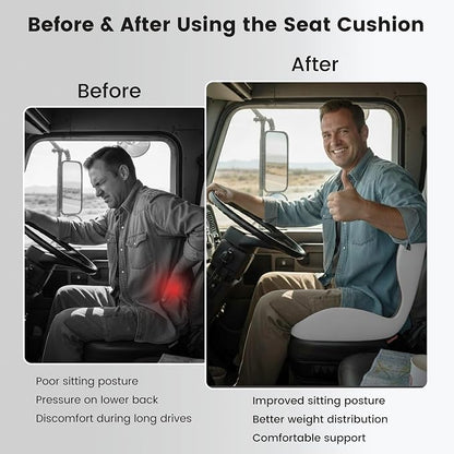 Ergonomic Seat Cushion with Memory Foam & Lumbar Support – Orthopedic Cushion for Car, Truck & Office Chairs, Non-Slip Pad for Daily Comfort