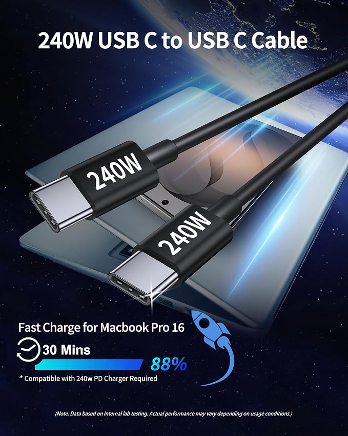 130W 3-Port USB C Super Fast Car Charger (with Voltage Display) for Samsung Galaxy S26/S25/ S24/S23/S22 Ultra/Z Fold/Flip, Android Phone, Type C Car Charger Adapter Accessories + 240W 3FT USB C Cable