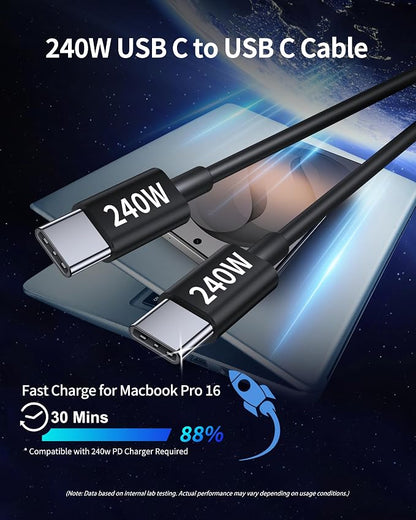 130W 3-Port USB C Super Fast Car Charger (with Voltage Display) for Samsung Galaxy S26/S25/ S24/S23/S22 Ultra/Z Fold/Flip, Android Phone, Type C Car Charger Adapter Accessories + 240W 3FT USB C Cable