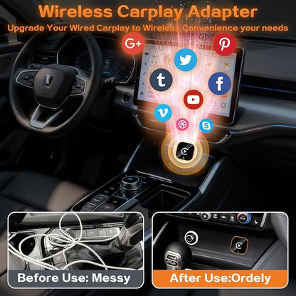 2026 Wireless CarPlay Adapter for iPhone,2 in 1 for Apple Carplay and Android Auto Adapter,Mini carplay Wireless Adapter Convert Wired to Wireless, Plug & Play, USB to USB-C/Type-C (Orange)