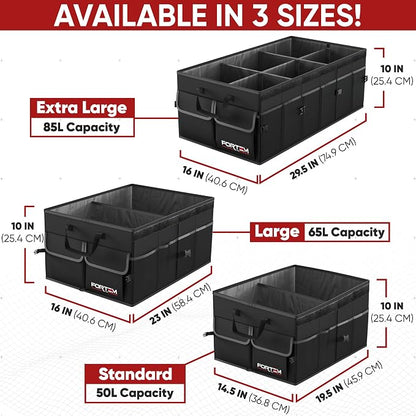 FORTEM Trunk Organizer For SUV Car Trunk Organizer, Foldable Storage, Car Accessories for Women Men, Collapsible Bag, 600D Oxford, Non Slip Bottom, Straps, Soft Cover (85L)
