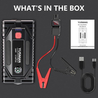 Jump Starter, 7000A Car Jump Starter, 12V Battery Jump Starter Pack, Portable Charger and Jumper Cables for All Gasoline and 10L Diesel Engines, Dual USB Quick Charge 3.0 and LED Bright Light