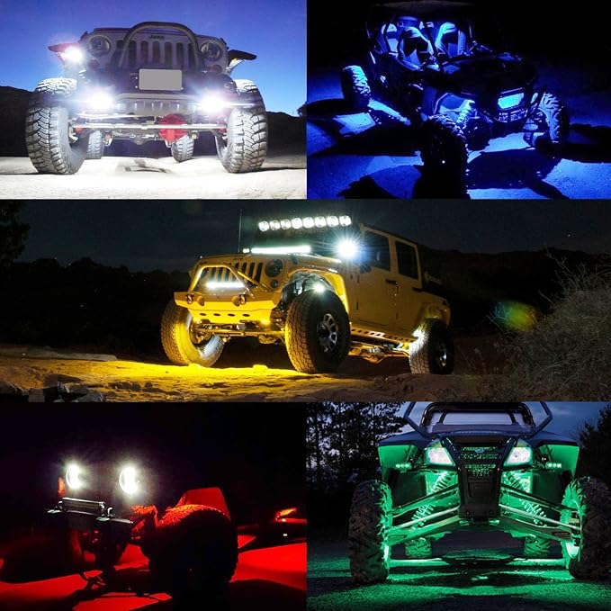 6 Pods LED Rock Lights, Ampper Waterproof LED Neon Underglow Light for Car Truck ATV UTV SUV Offroad Boat Underbody Glow Trail Rig Lamp (Blue)