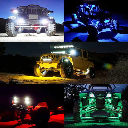 4 Pods LED Rock Lights, Ampper Waterproof LED Neon Underglow Light for Car Truck ATV UTV SUV Offroad Boat Underbody Glow Trail Rig Lamp (Blue)