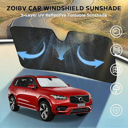 Car Windshield Sun Shade for 2016-2024 2025 2026 Volvo XC90, 5-Layer Bubble Foldable Thicken Front Window Sunshade Sun Visor Protection Accessories - Blocks Heat & UV Rays Keep Car Cooler
