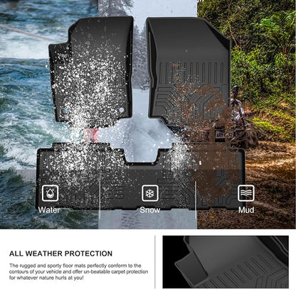 KIWI MASTER Floor Mats for 2018-2024 Chevy Equinox/GMC Terrain Front Rear 2 Row Seat All Weather Mat TPE Slush Liners Black