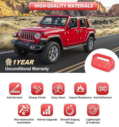 Fits for JL Jeep 4 PCS Upgrade Window Switch Button Cover Compatible with Jeep Wrangler JL JLU 2026 2025 2024 2023 2022 2021 2020 2019 2018 & Gladiator JT 2020-2026 Interior Accessories (Bright Red)