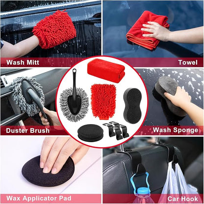 39Pcs Car Wash Cleaning Kit with Foam Gun Sprayer Detailing Brushes Collapsible Bucket Windshield Cleaning Tool Tire Brush Towels Complete Interior Exterior Detailing Set for Car