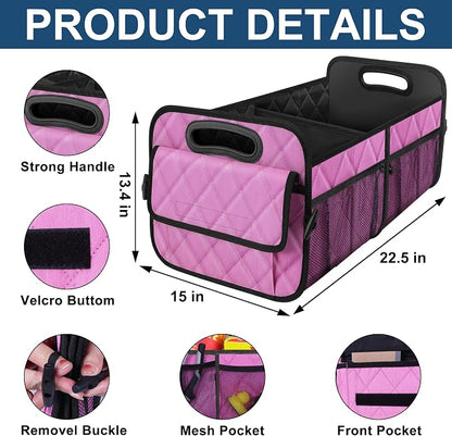Deosk Car Trunk Organizer for SUV, Car Organizers and Storage with Reinforced Handles, Car Accessories for Women/Men 70L Waterproof Polyester Trunk Organizer(Large, Pink)
