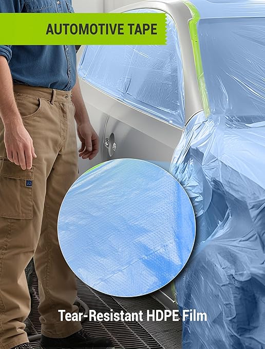 SARDVISA Pre-Taped Masking Film for Painting, 59/43/ 22 in * 66 FT, 3-Rolls Painters Plastic Sheeting with Widened Paint Tape and Drape for Covering Walls, Windows, Cars & Furniture Protection