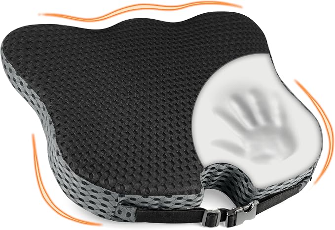 Car Seat Cushion for Driving: Memory Foam Cushion for Pain Relief During Long Drives, Wedge Car Seat Pillow for Height Boost, Non-Slip Driver Butt Pillow for Cars, SUVs, Trucks - Black