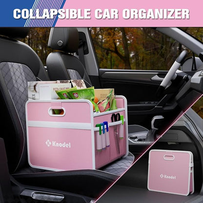 K KNODEL Car Trunk Organizer, Foldable Organizer for Car, Automotive Consoles & Organizers, Storage with Reinforced Handles (Small, Pink)