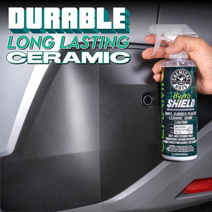 Chemical Guys HydroShield Vinyl, Rubber & Plastic Ceramic Shine Coating - Plastic Restorer for Interior & Exterior Trim, Tires & Trim - Restores Shine, Safe for Cars, Trucks & RVs, 16 fl oz