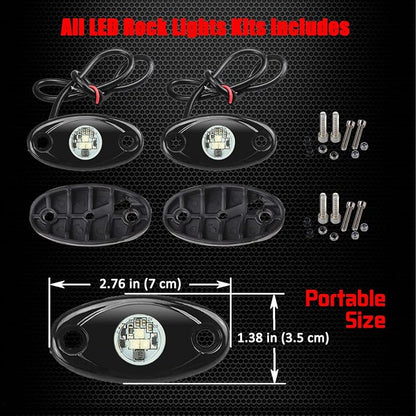 2 Pods LED Rock Lights, Ampper Waterproof LED Neon Underglow Light for Car Truck ATV UTV SUV Offroad Boat Underbody Glow Trail Rig Lamp (White)