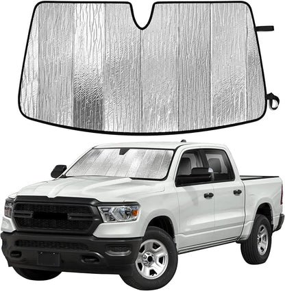 EcoNour Accordion Foldable Windshield Sun Shade Fit for Dodge Ram 2500 2010-2024 2025 2026 Sunshade, Front Car Window Shades Sun Visor, Blocks UV Rays & Heat, Car Accessories