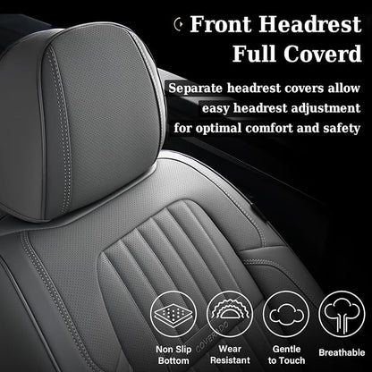 Coverado Front Seat Covers, Car Seat Cover, Gray Seat Covers for Cars, 2PCS Car Seat Protector,Waterproof Faux Leather Car Seat Cushion, Luxury Seat Cushions, Auto Seat Covers Fit for Most Vehicles