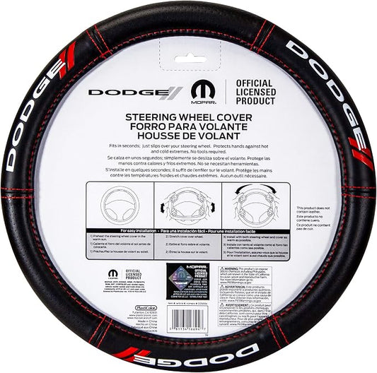 Plasticolor 006694R01 Dodge // Deluxe High Contrast Stitching Steering Wheel Cover