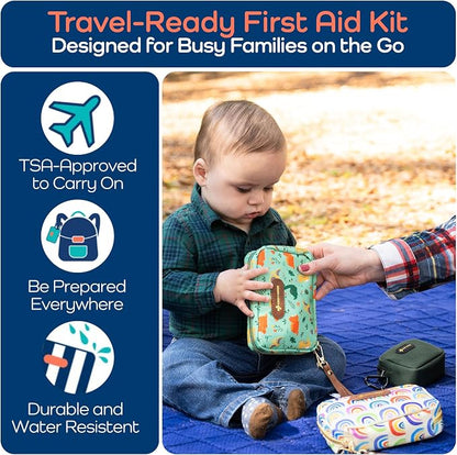 KeepGoing Travel First Aid Kit for Kids – 130 Pc. for Car, Home, Purse, Diaper Bag & Backpack with Latex-Free Bandages - Mini First Aid Kit Travel Size TSA-Approved