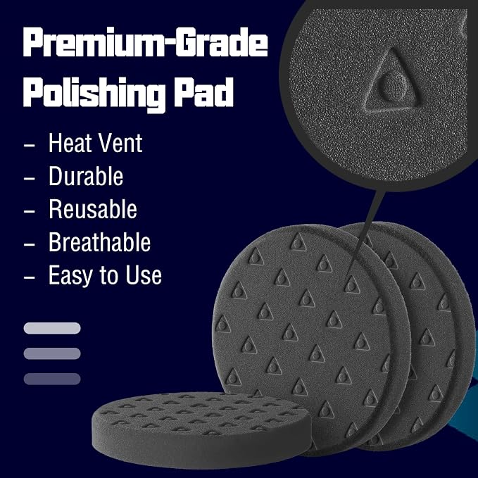 Black Soft Polishing Pad, 3Pcs 5.5" Buffing Pads for Final Finishing - Ultra Soft Foam Polish Pad for Automotive Polishing Smooth & Swirl-Free Finish