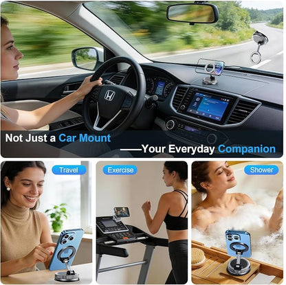 Car Phone Holder for Magsafe [2026 89+LBS Suction & 3700gf Magnetic] 360° Adjustable cell Phone Mount, Phone Holders for Your Car Dashboard & Windshield Shower & Wall Mounts for iPhone 17-12 Series