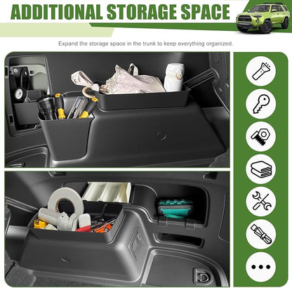 Trunk Organizer for 2010-2024 Toyota 4Runner 5-Seat 2nd Row(NOT Fit 7-Seat 3rd Row), Rear Storage Box Bin Cargo Tray for 4 Runner Interior Accessories(5Pcs Trunk Organizer/Without Speaker)