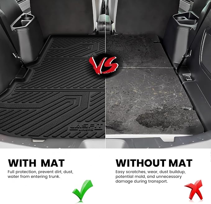 LASFIT Cargo Mat for Ford Explorer 2011-2019 Trunk & Backrest Liner, Custom Fit All Weather Protector TPE One-Piece Design Easy Installation Trunk with Seatback Mat Accessories, 1pc Black