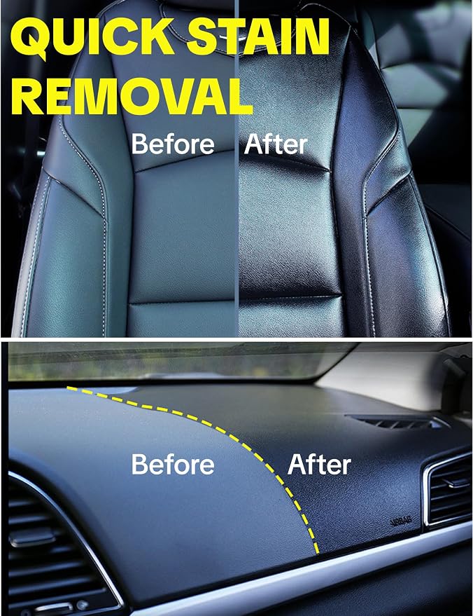 Car Interior Cleaner Spray, Multipurpose Leather Seat Cleaner Upholstery Car Cleaning Kit Auto Dashboard Vinyl Detailing Supplies Kit,Green Apple Scent