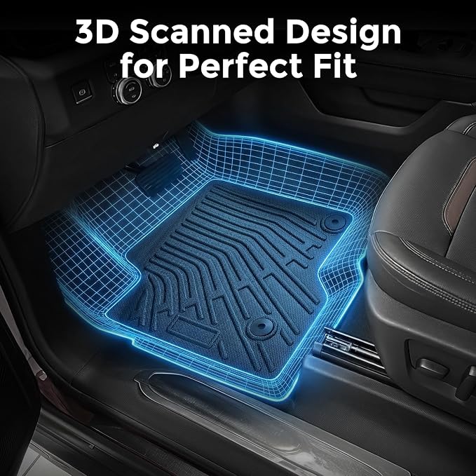 CreekT® for Chevy Silverado for GMC Sierra Floor Mats 2019-2025 2026 (Crew Cab Only, Fit with Rear Under-Seat Storage), All Weather Floor Mats for 1500/2500HD/3500HD Denali Bucket Seating Accessories