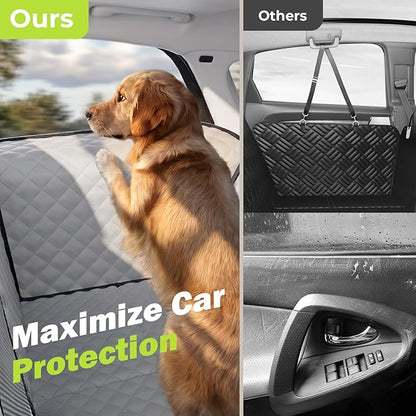 Pecute Dog Car Seat Cover for Back Seat 53.54 * 23.62 in, Car Window Fixing for Maximum Car Protection, Leather Fabric Back Seat Extender for Dogs, Waterproof & Scratch-Resistant, Support to 330 lbs