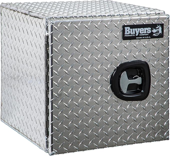 Buyers Products 1702225 Underbody Truck Tool Box with Barn Doors, 24x24x24 Inch, Diamond Tread Aluminum, Made in USA, Compression Latch, Weather Resistant, Toolbox for Flatbeds, Trailers & Work Trucks