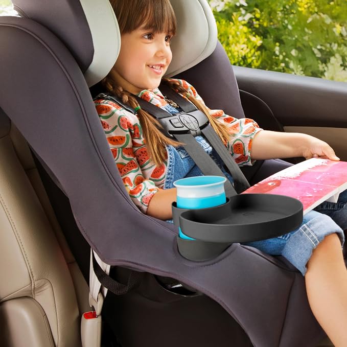 Munchkin® Carseat Tray - Toddler Travel & Road Trip Accessory for Mess-Free Snacking in The Car, Grey (Pack of 2)