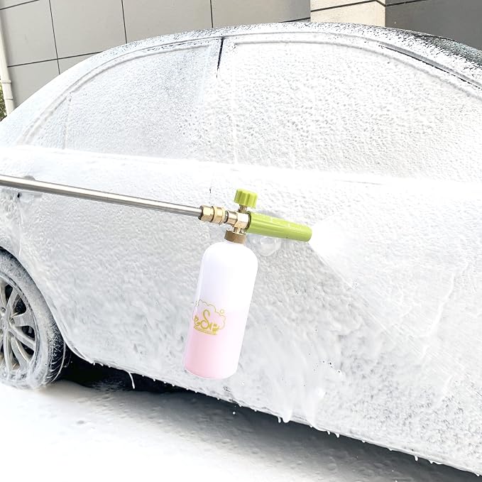 ESP Foam Cannon Snow Foam Lance Pressure Power Jet Washer Quick Release Adjustable Nozzle with 1 Liter Bottle Washing Mitts 1 Towel