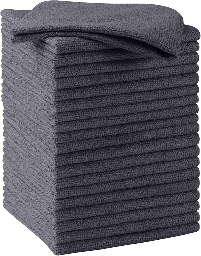 HOMEXCEL Grey Microfiber Cleaning Cloths, 20 Pack Cleaning Rags - Lint Free & Scratch-Free Microfiber Towels for Cars, House & Kitchen, Absorbent Cleaning Towels, 11.5 x 11.5 Inch